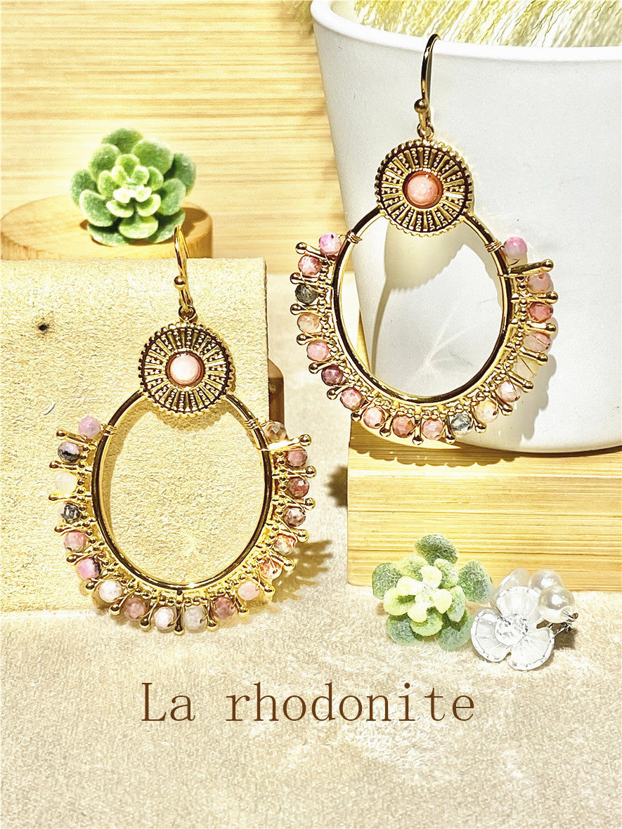 Boucles d'oreilles la Rhodonite